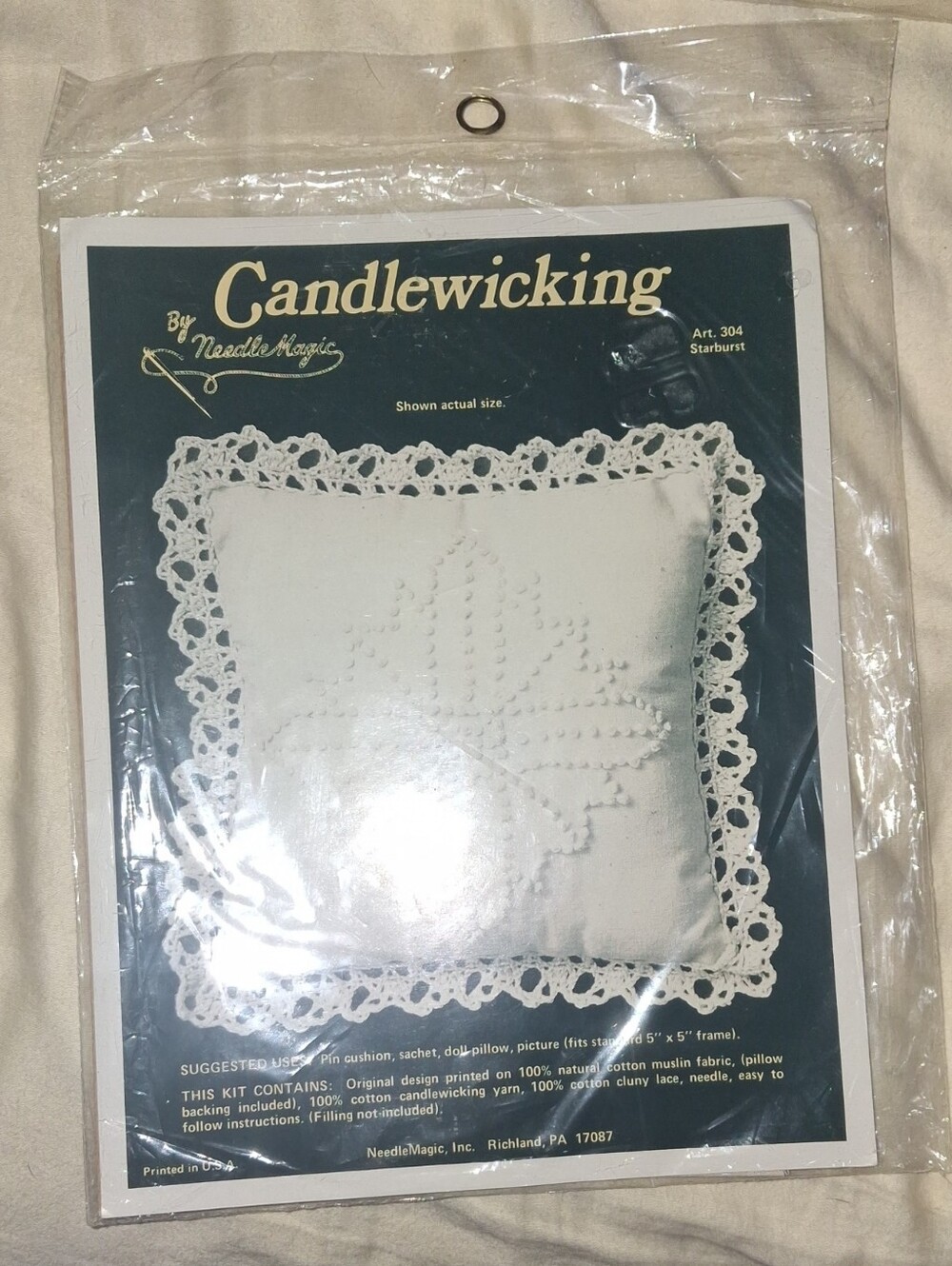 Candlewicking Pillow Kit - White By NEEDLEMAGIC ART 304 STARBURST